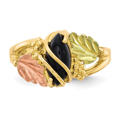 10K Tricolor Schwarz Hills Gold Onyx Ring