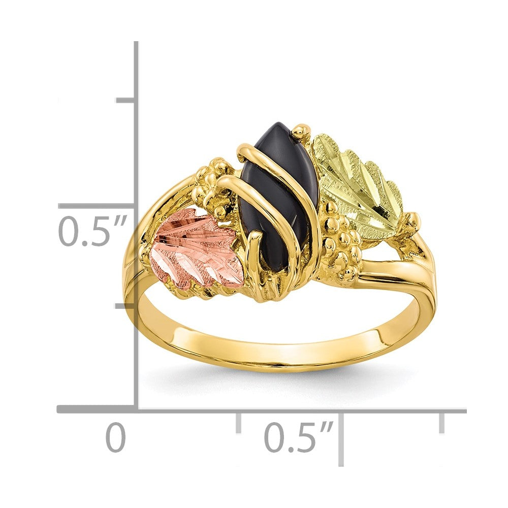 10K Tricolor Schwarz Hills Gold Onyx Ring