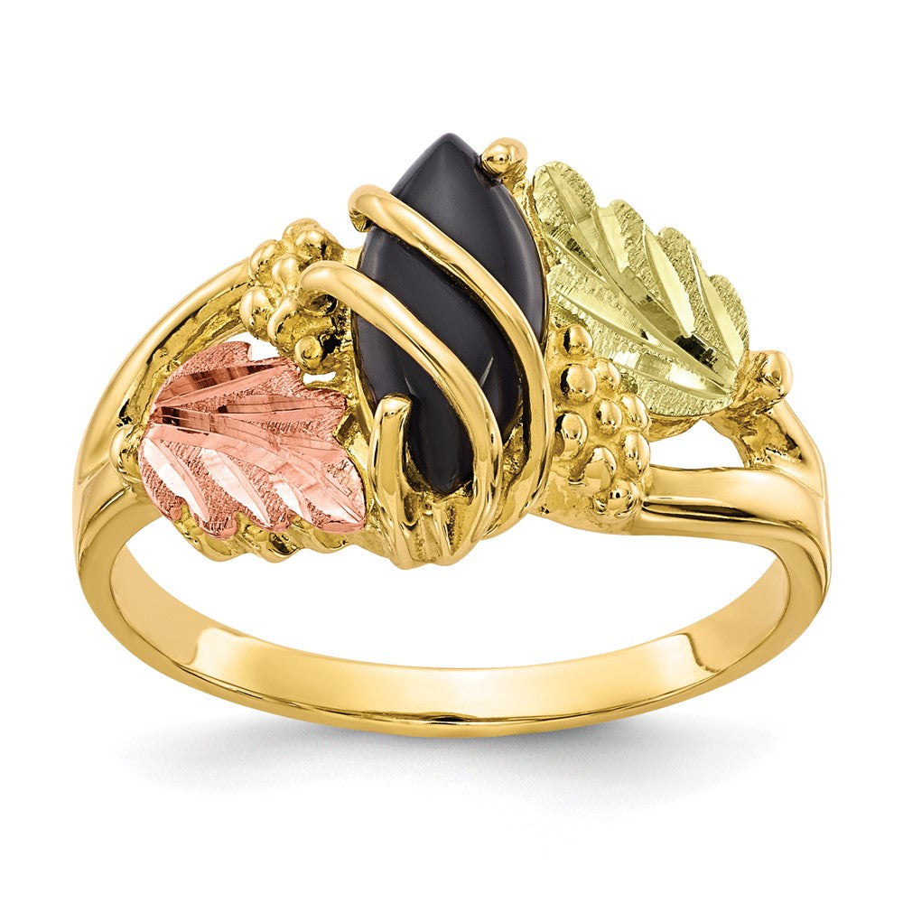 10K Tricolor Schwarz Hills Gold Onyx Ring