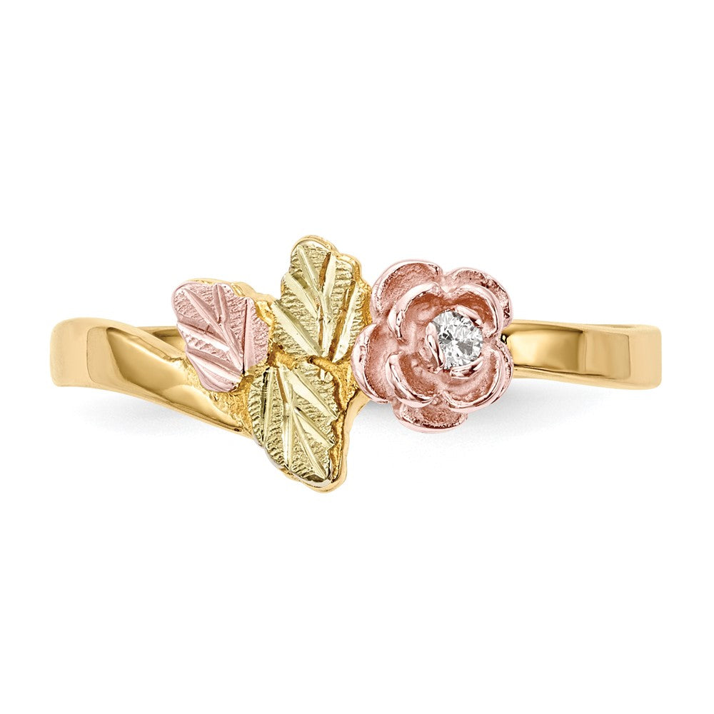 10K Tricolor Schwarz Hills Gold Diamant Rose Ring