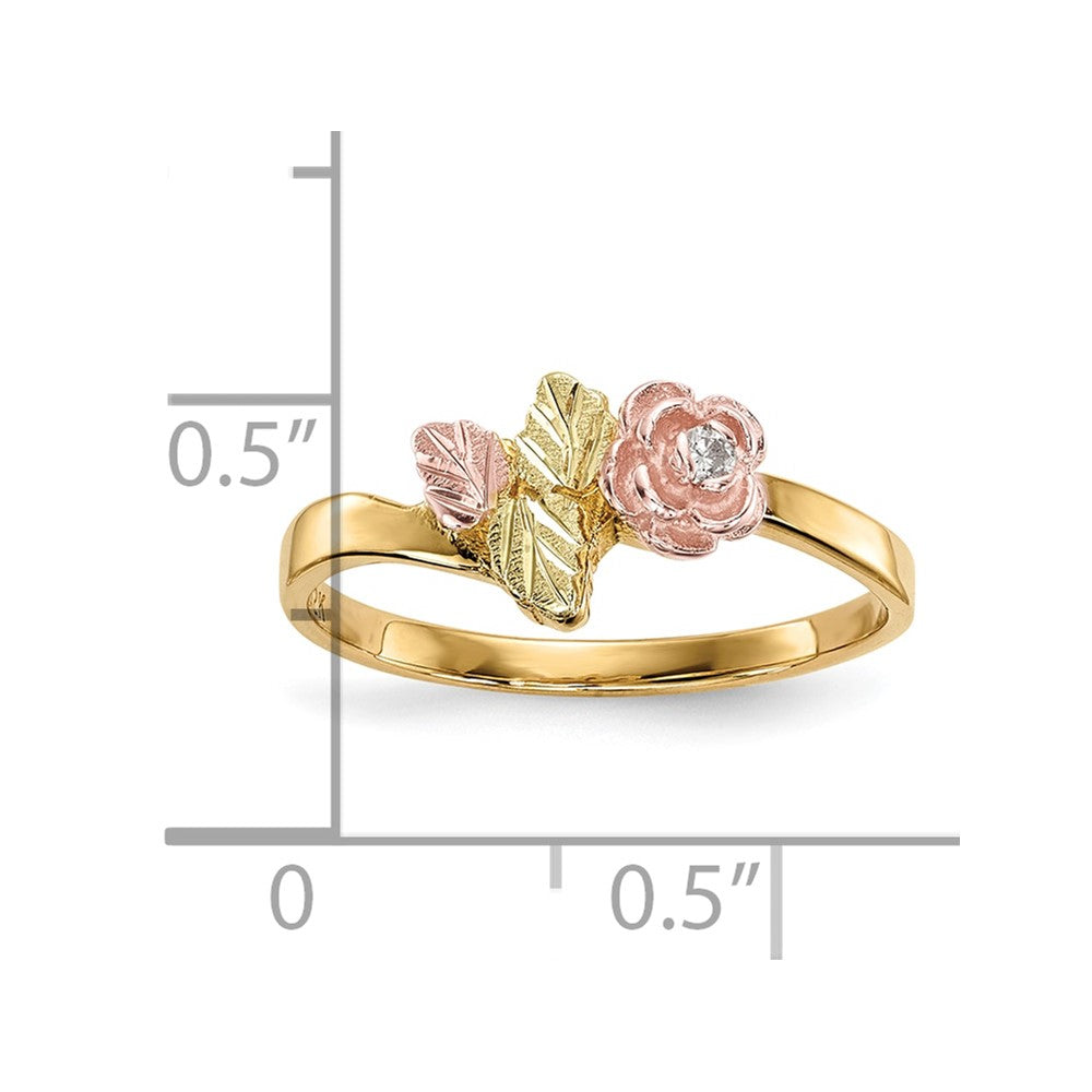 10K Tricolor Schwarz Hills Gold Diamant Rose Ring
