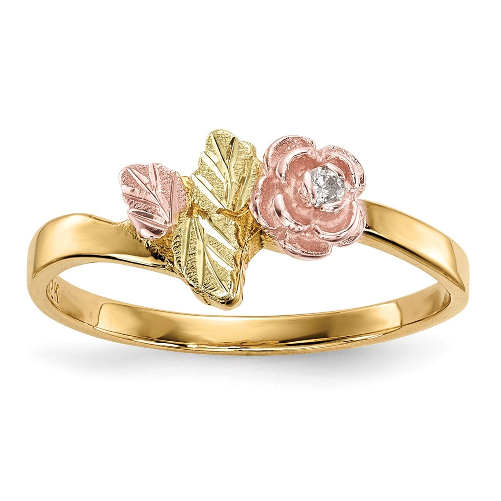 10K Tricolor Schwarz Hills Gold Diamant Rose Ring
