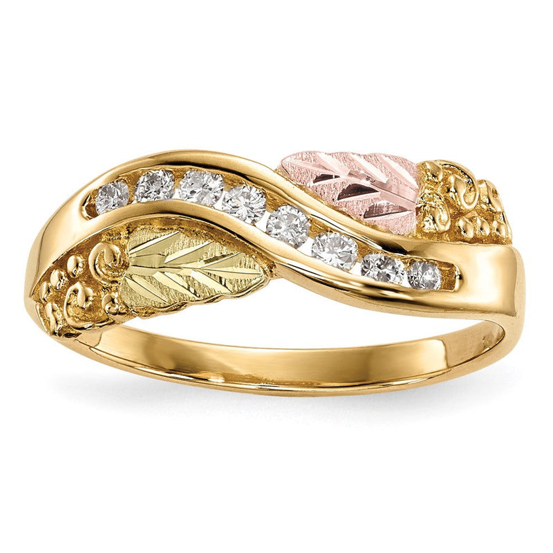 10K Tricolor Schwarz Hills Gold Diamant Ring