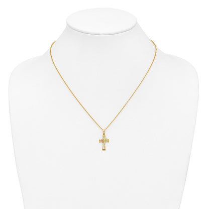 10K Tricolor Schwarz Hills Gold Kreuz Halskette