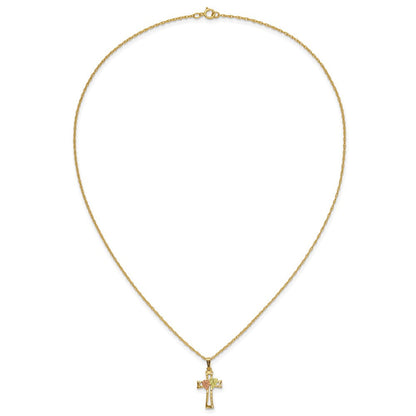 10K Tricolor Schwarz Hills Gold Kreuz Halskette