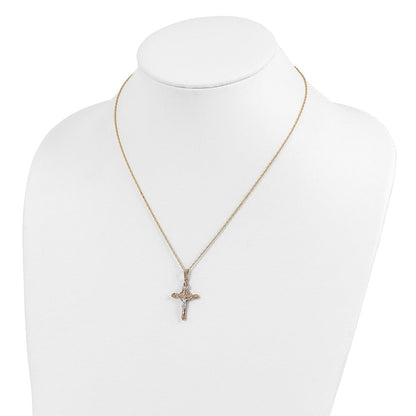 10K Tricolor & 14K Golddoublé mit 12K Akzente Kreuz Halskette