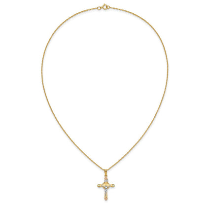 10K Tricolor & 14K Golddoublé mit 12K Akzente Kreuz Halskette