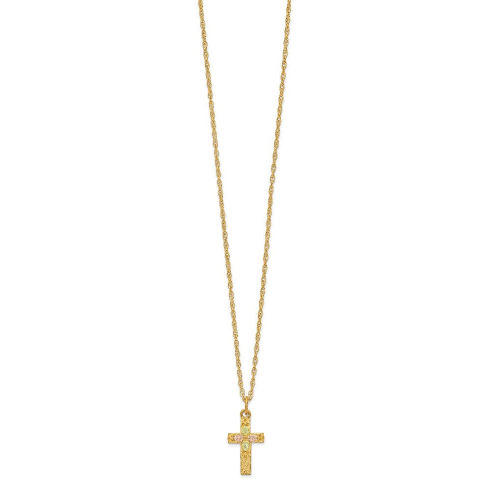 10K Tricolor Schwarz Hills Gold Kreuz Halskette
