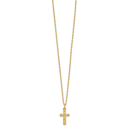 10K Tricolor Schwarz Hills Gold Kreuz Halskette
