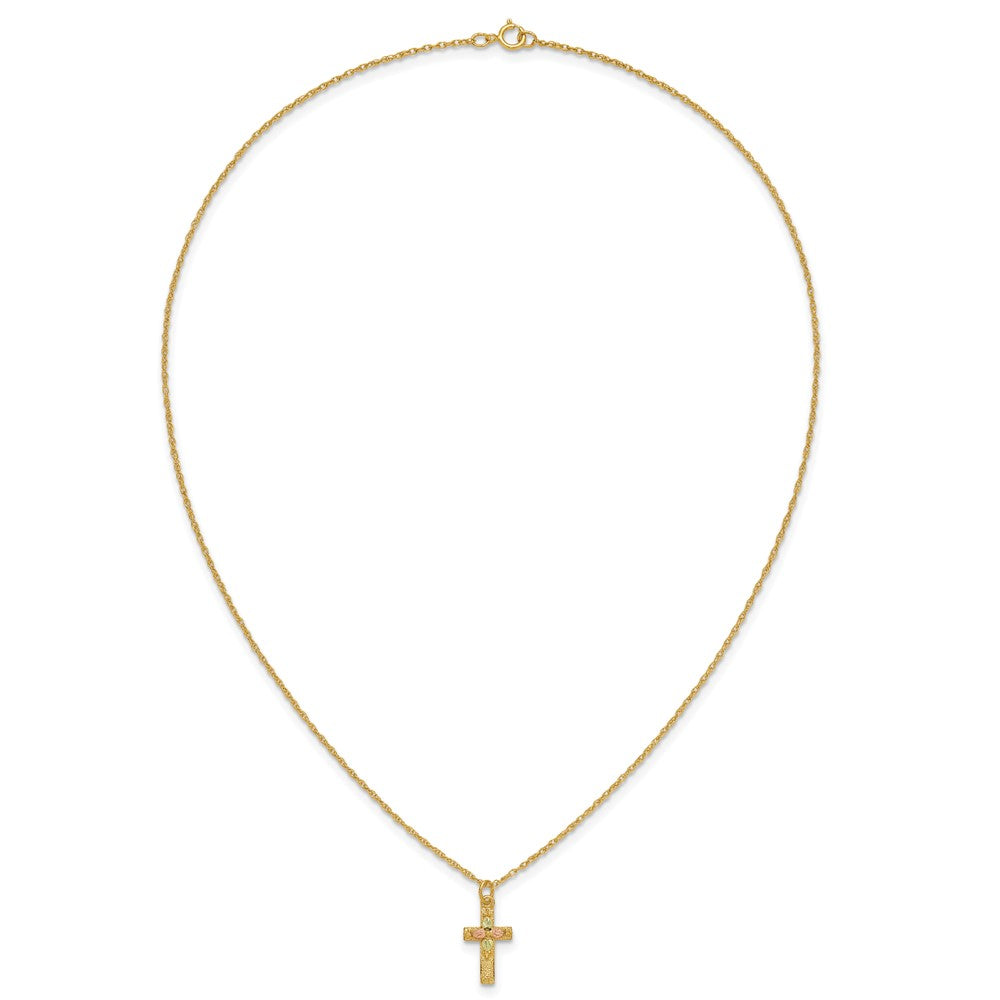 10K Tricolor Schwarz Hills Gold Kreuz Halskette