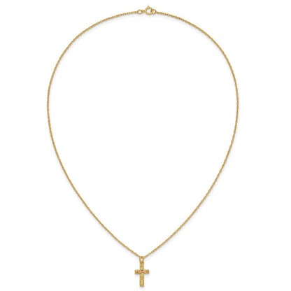 10K Tricolor Schwarz Hills Gold Kreuz Halskette