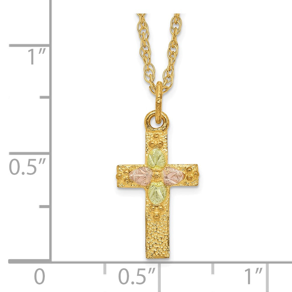10K Tricolor Schwarz Hills Gold Kreuz Halskette