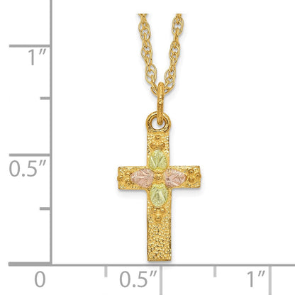 10K Tricolor Schwarz Hills Gold Kreuz Halskette