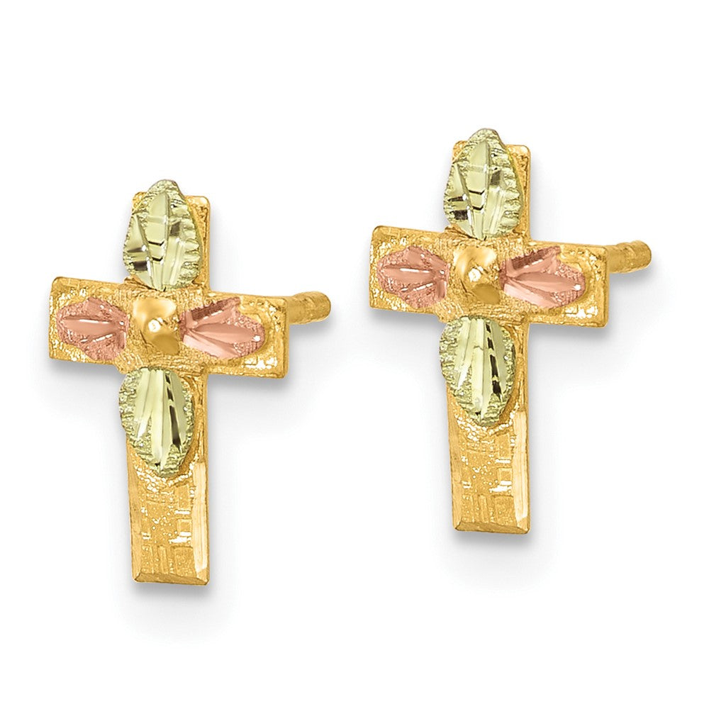 10K Tricolor Schwarz Hills Gold Kreuz Ohrringe