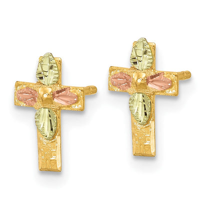 10K Tricolor Schwarz Hills Gold Kreuz Ohrringe