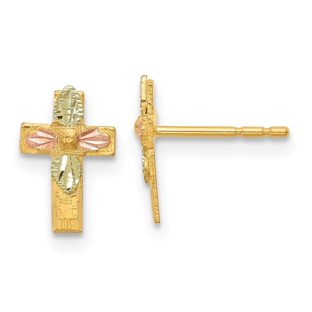 10K Tricolor Schwarz Hills Gold Kreuz Ohrringe