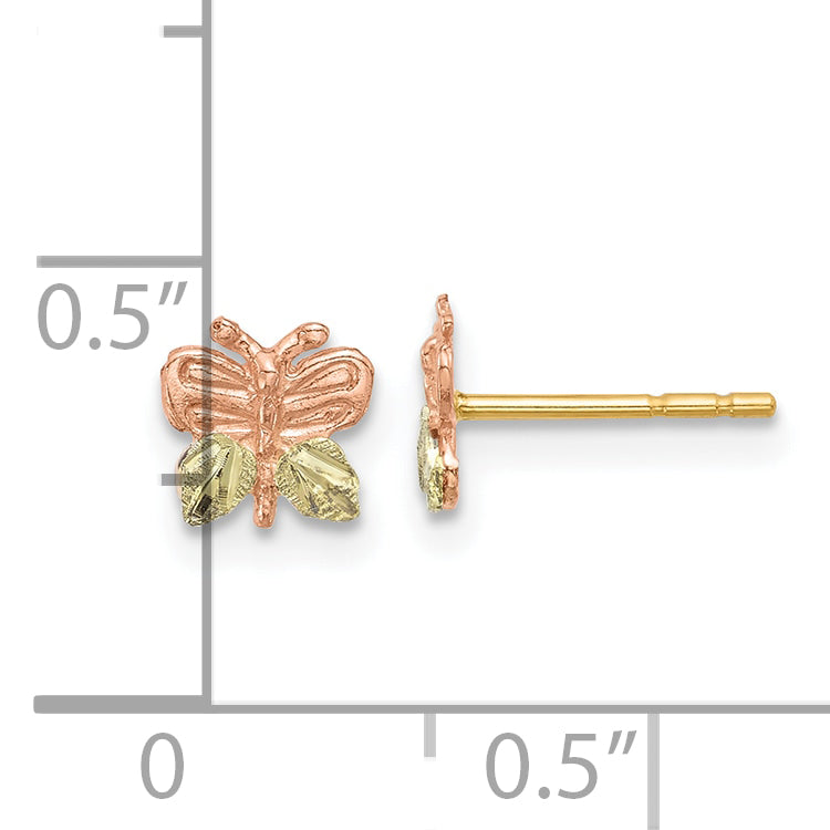 10K Tricolor Schwarz Hills Gold Schmetterling Ohrringe