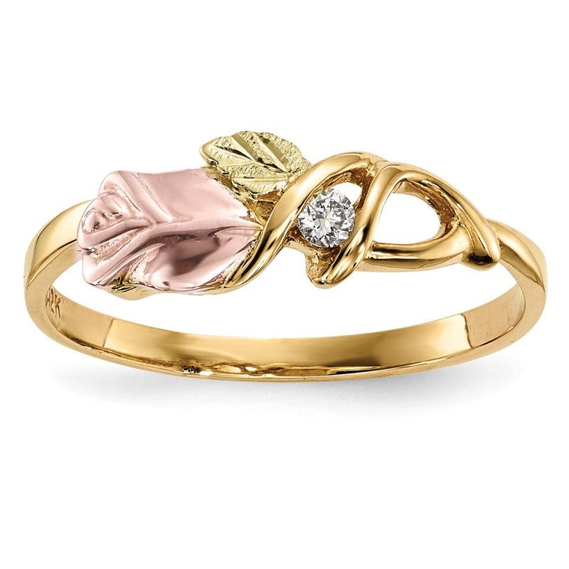 10K Tricolor Schwarz Hills Gold Diamant Ring