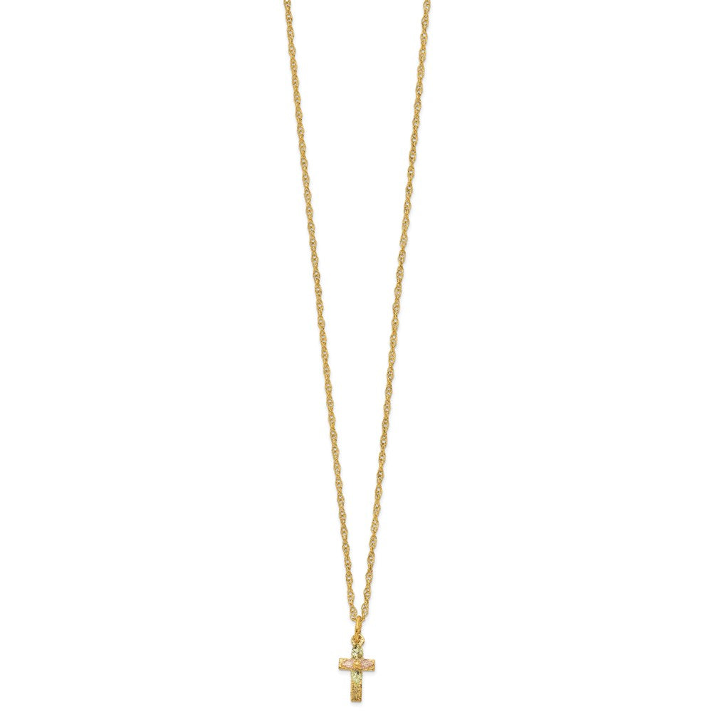 10K Tricolor Schwarz Hills Gold Kreuz Halskette
