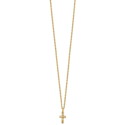 10K Tricolor Schwarz Hills Gold Kreuz Halskette