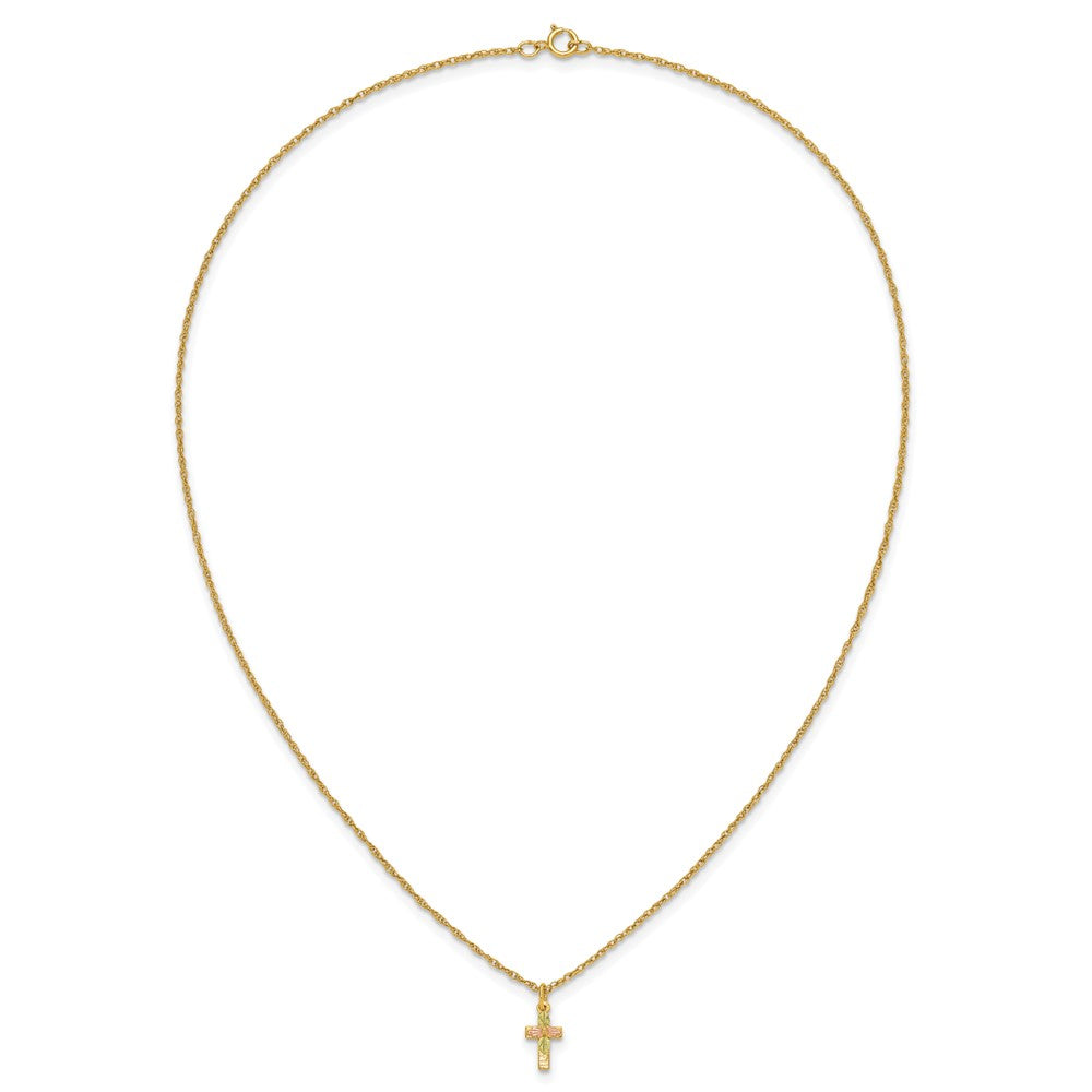 10K Tricolor Schwarz Hills Gold Kreuz Halskette