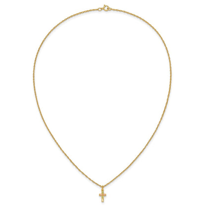10K Tricolor Schwarz Hills Gold Kreuz Halskette
