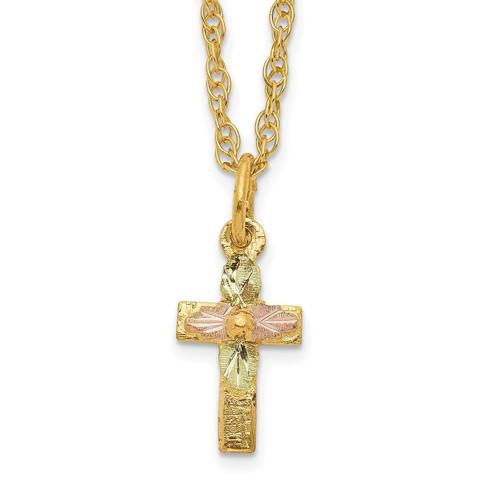 10K Tricolor Schwarz Hills Gold Kreuz Halskette