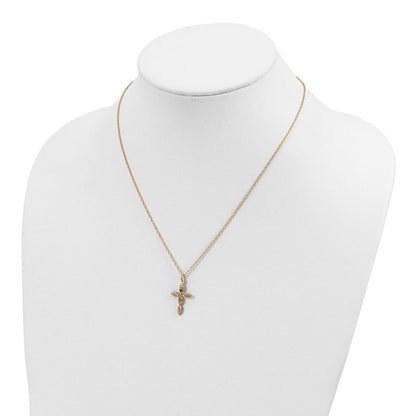 10K Tricolor Schwarz Hills Gold Kreuz Halskette