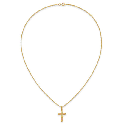 10K Tricolor Schwarz Hills Gold Kreuz Halskette