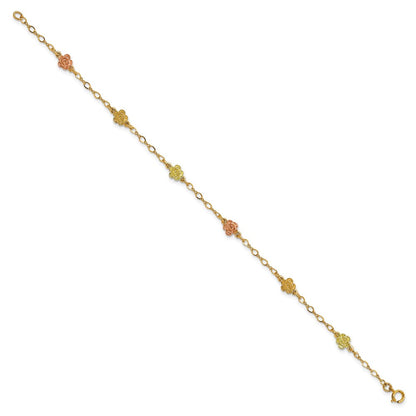 10K Tricolor Gold Schwarz Hills Roses Armband