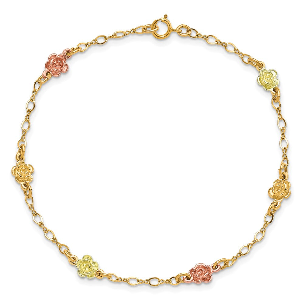 10K Tricolor Gold Schwarz Hills Roses Armband