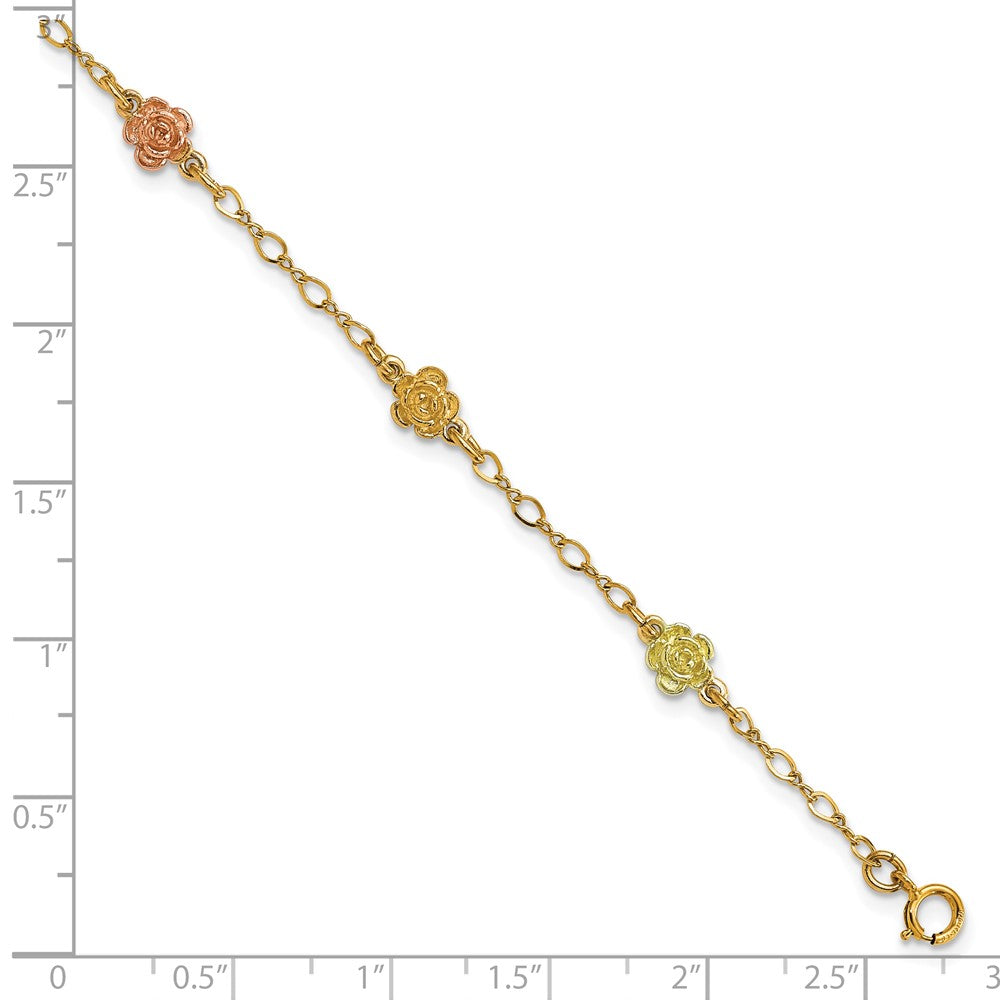 10K Tricolor Gold Schwarz Hills Roses Armband