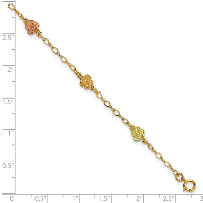 10K Tricolor Gold Schwarz Hills Roses Armband