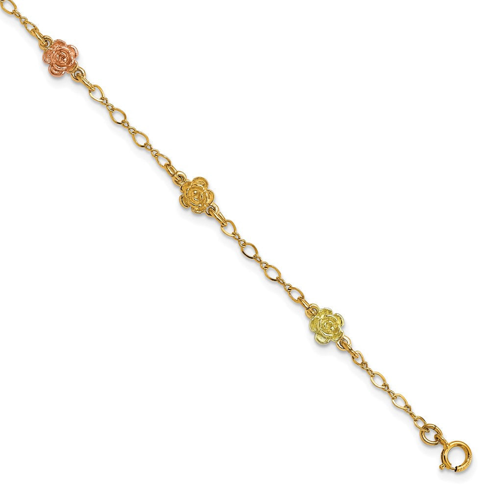 10K Tricolor Gold Schwarz Hills Roses Armband