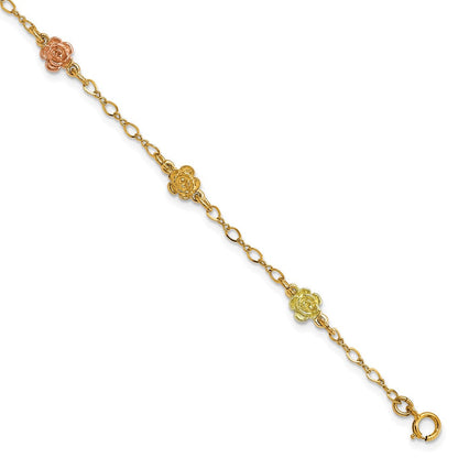 10K Tricolor Gold Schwarz Hills Roses Armband