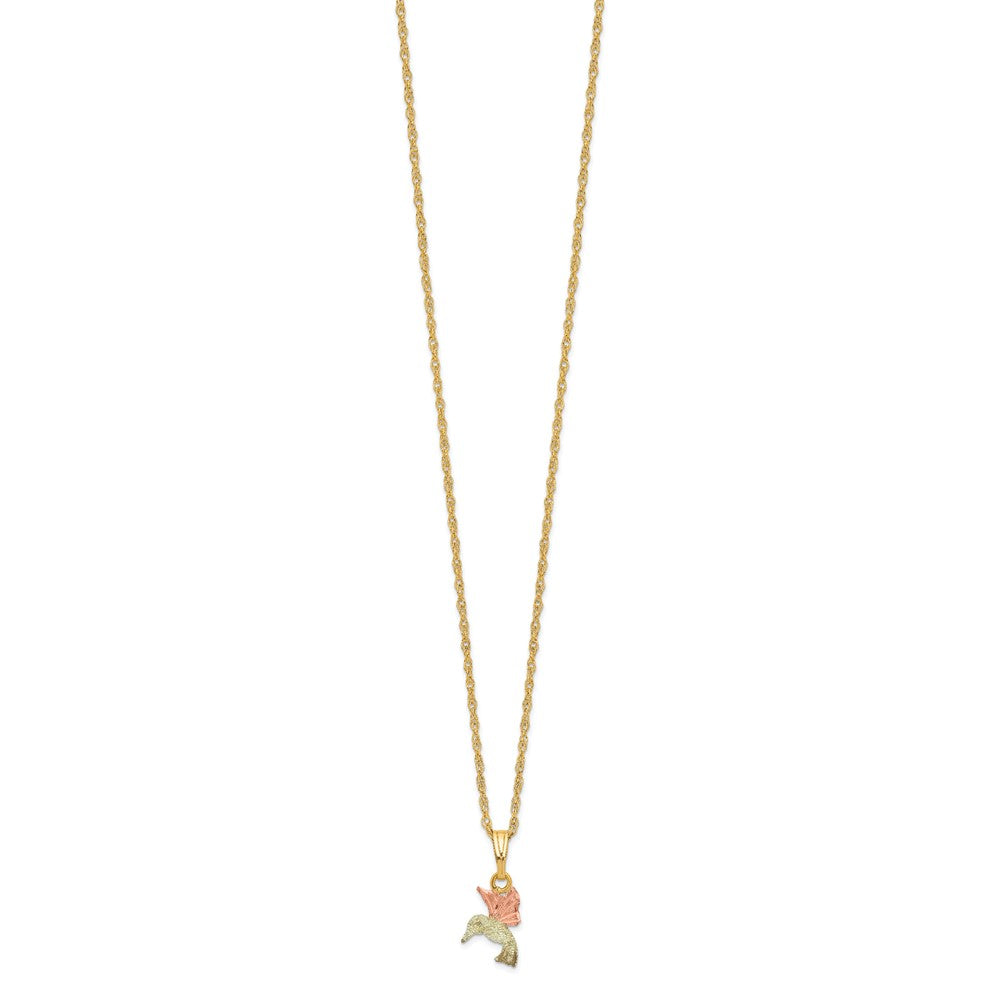 10K Tricolor Schwarz Hills Gold Hummingbird Halskette