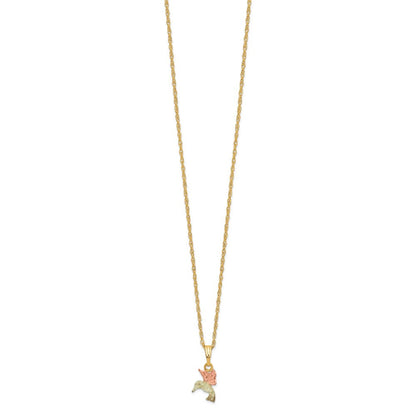 10K Tricolor Schwarz Hills Gold Hummingbird Halskette