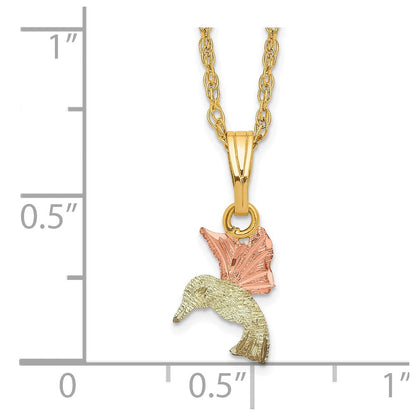 10K Tricolor Schwarz Hills Gold Hummingbird Halskette