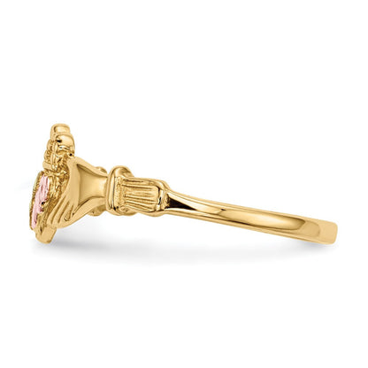 10K Tricolor Schwarz Hills Gold Claddagh Ring
