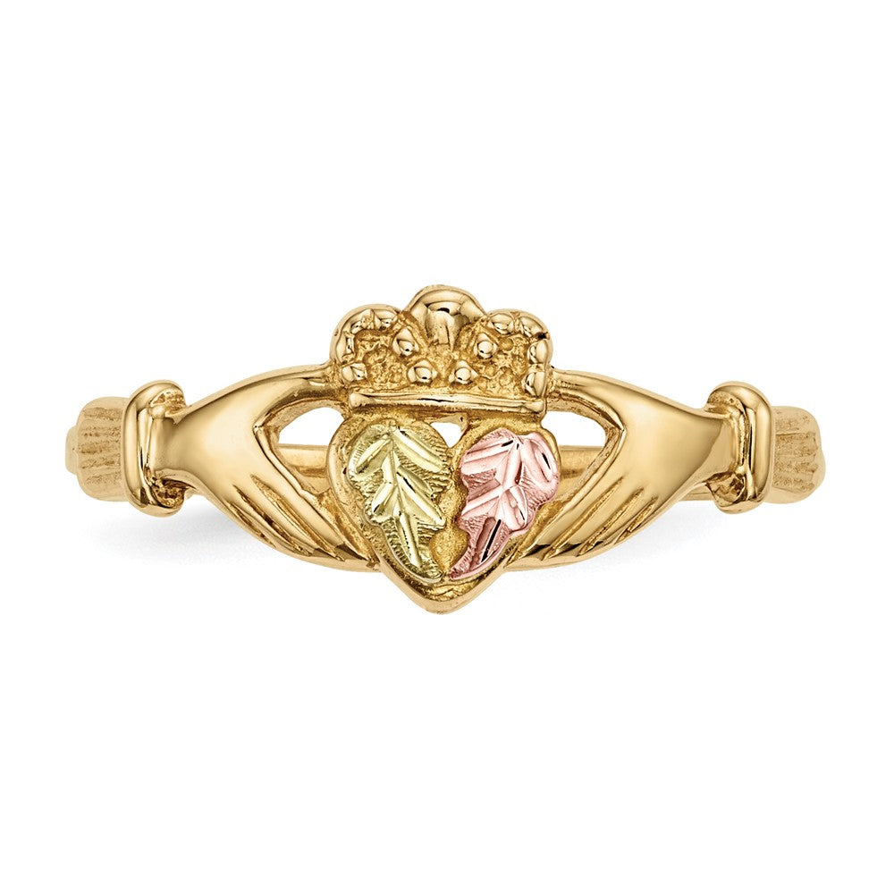 10K Tricolor Schwarz Hills Gold Claddagh Ring