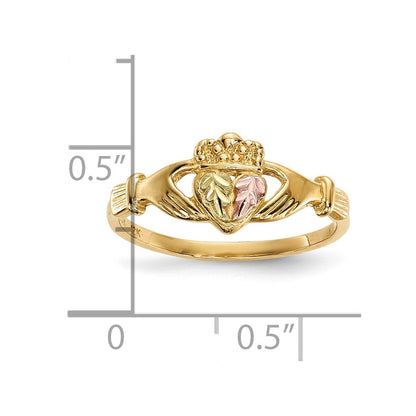 10K Tricolor Schwarz Hills Gold Claddagh Ring