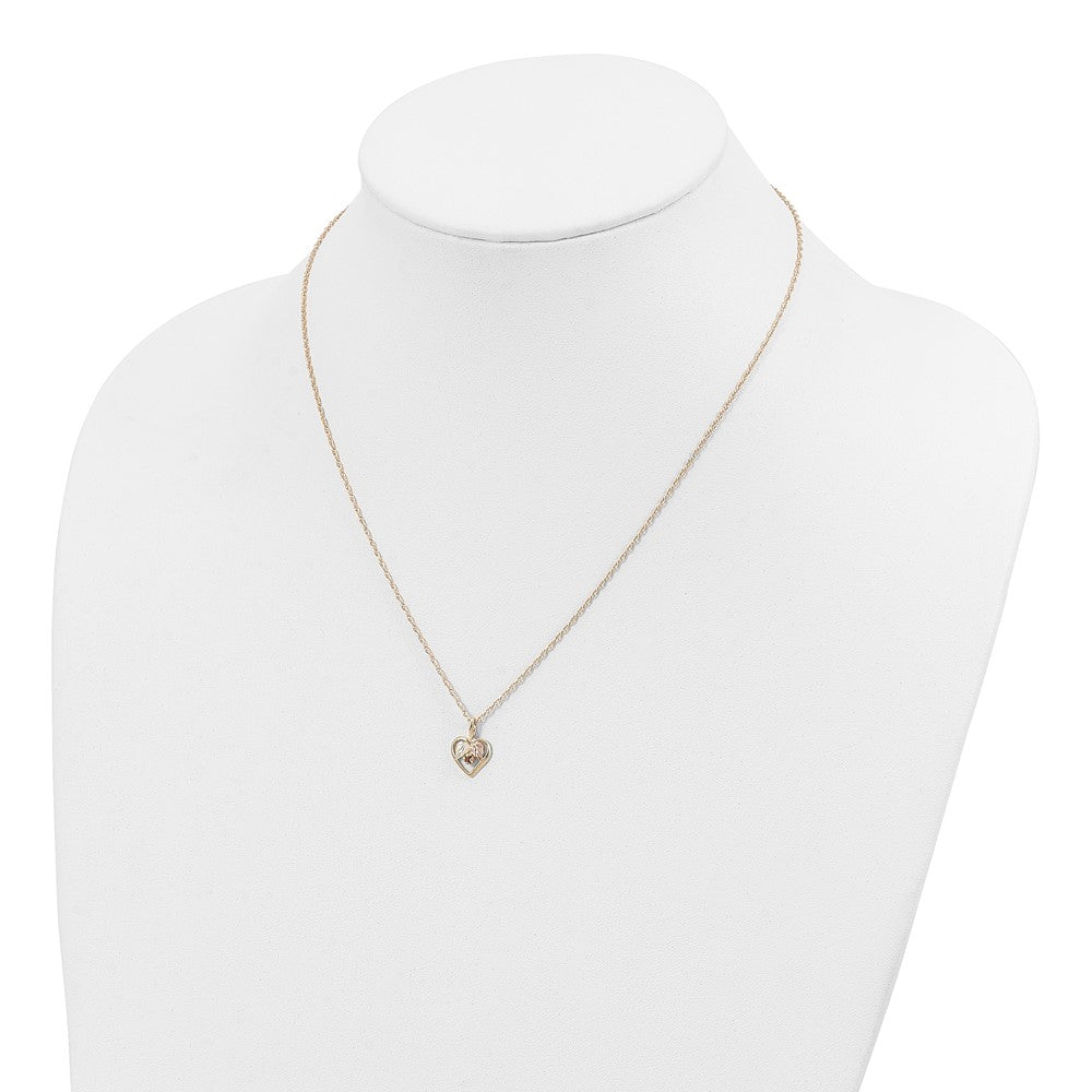10K Tricolor Schwarz Hills Gold Herz Granat Halskette