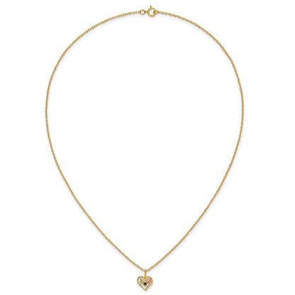 10K Tricolor Schwarz Hills Gold Herz Granat Halskette