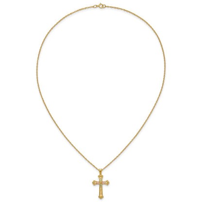 10K Tricolor mit 12K Akzente Schwarz Hills Gold Kreuz 18 Zoll Halskette