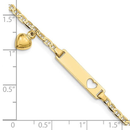 10K Gelbgold Flach Anker Glieder Id Armband