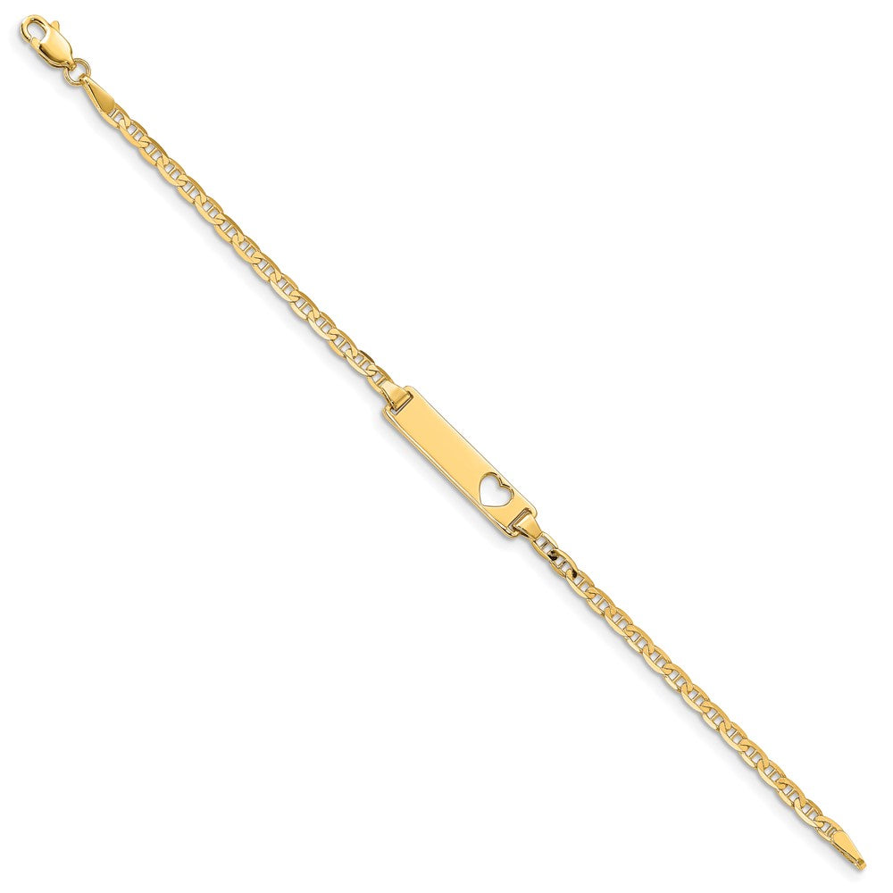 10K Gelbgold Flach Anker Glieder Id Armband