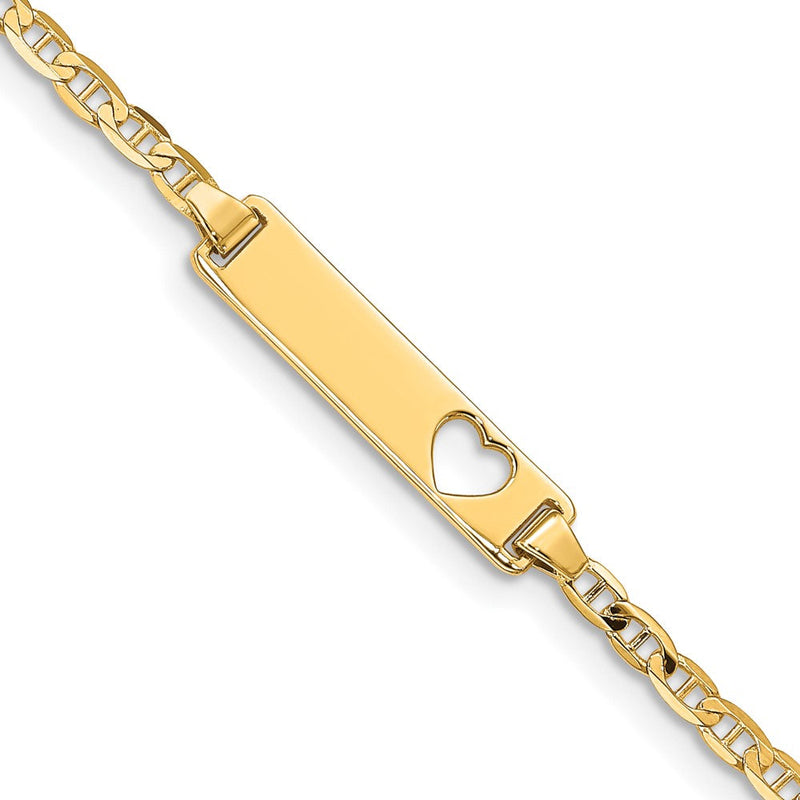 10K Gelbgold Flach Anker Glieder Id Armband