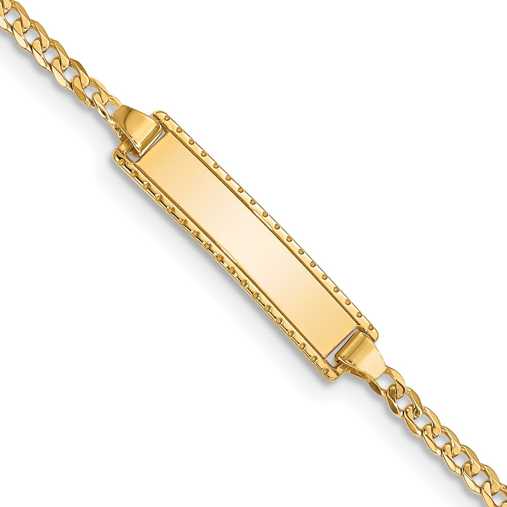 10K Gelbgold Flach Panzer Glieder Id Armband