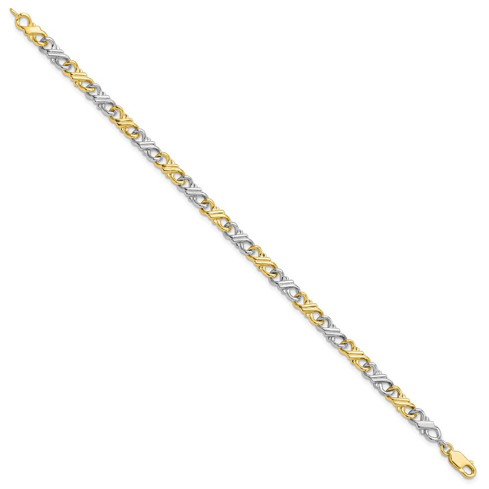 10K Bicolor Massiv Poliert Fantasie Gliederarmband