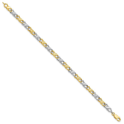 10K Bicolor Massiv Poliert Fantasie Gliederarmband